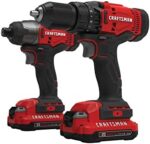 CRAFTSMAN V20 MAX Cordless Drill and Impact Driver, Power Tool Combo Kit with 2 Batteries and Charger (CMCK200C2AM),Black/Red