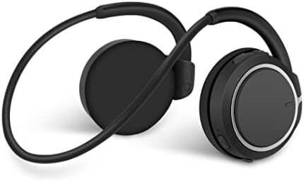 Cabor Over Ear Wireless Headphones Behind The Head – Soft Wrap Around Headphones with Microphone, 20-Hour Battery Life, Foldable for Workout, Office, Walking, and Running, Black