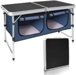 Camp Field Camping Folding Aluminum Table with Adjustable Legs for Outdoor Travel Beach, Backyards, BBQ, Party and Picnic Foldable Table