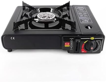 Camping Accessory Portable Gas Camping Stove- Single Burner Butane Grill; Great Camping Gear for Outdoor Cooking Available as a Black Grill; Requires Butane Tank for Use