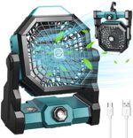 Camping Fan Rechargeable, Battery Powered Fan with LED Lantern, 270° Rotation, USB Battery Operated Tent Fan for Camping with Hook, Portable Personal Fan for Travel Picnic Fishing