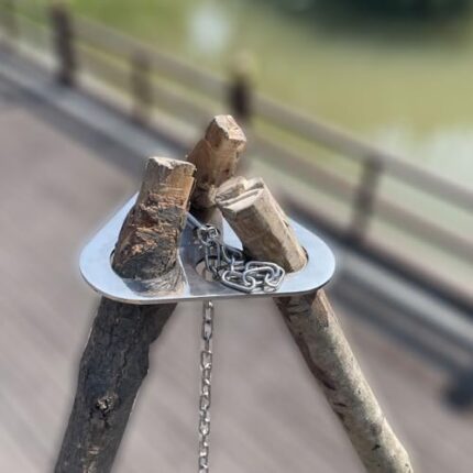 Camping Tripod Board，Turn Branches into Campfire Tripod ，Stainless Steel Campfire Support Plate with Adjustable Chain，for Hanging Cookware,Portable Camping Gear (Plus)