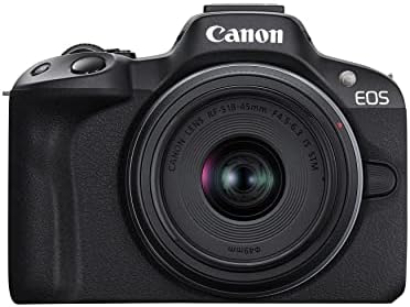 Canon EOS R50 Mirrorless Vlogging Camera (Black) w/RF-S18-45mm F4.5-6.3 is STM Lens, 24.2 MP, 4K Video, Subject Detection & Tracking, Compact, Smartphone Connection, Content Creator