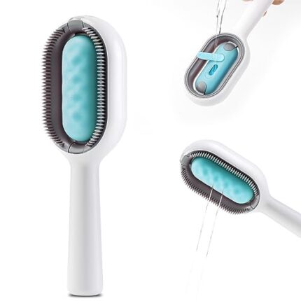 Cat Hair Brush with Water, Sticky Brush 2.0 for Cats, Pet Hair Removal Comb with Water Tank, Wet Cat Comb, 2 in 1 Cleaning Brush Cat, Pet Hair Cleaner Brush for Cats (Towels Not Included)