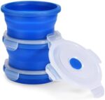 Collapsible Food Storage Containers with Lids - Silicone Bowls with Airtight Lid for Kitchen, Camping, Hiking - BPA Free, Microwave, Dishwasher and Freezer Safe Lunch Boxes - Salad Bowl Container
