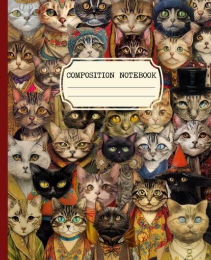 Composition Notebook: Vintage Aesthetic A Clowder Of Cats Cover Design