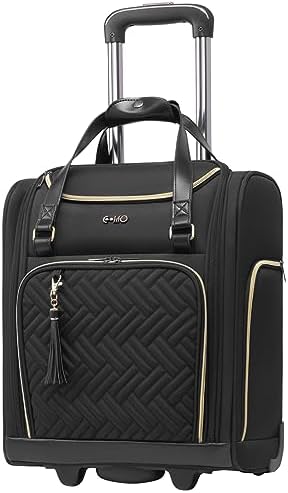 Coolife Luggage Carry On Luggage Underseat Luggage Suitcase Softside Wheeled Luggage Lightweight Rolling Travel Bag Underseater (Black, Carry-On 16-Inch)
