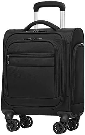 Coolife Underseat Carry On Luggage Suitcase Softside Lightweight Rolling Travel Bag Spinner Suitcase Compact Upright 4 Dual Wheel Bag