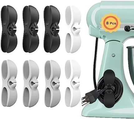 Cord Organizer for Kitchen Appliances, 8 Pack Appliance Cord Organizer Stick On Appliance Cord Holder Cord Wrapper for Cables Organizer for Kitchen Appliances Mixers, Coffee Makers, Pressure Cookers