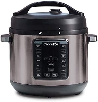 Crock-Pot 8-Quart Multi-Use XL Express Crock Programmable Slow Cooker and Pressure Cooker with Manual Pressure, Boil & Simmer, Black Stainless