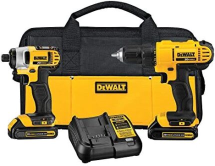 DEWALT 20V MAX Cordless Drill and Impact Driver, Power Tool Combo Kit with 2 Batteries and Charger, Yellow/Black (DCK240C2)
