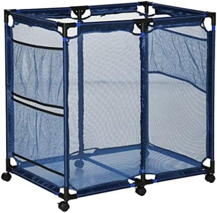 DIENSPEAK Indoor & Outdoor Ball Basket Field and Pool Storage Organizer Storage Bin Rolling Cart Pool Side Mesh Container for Toy Organizer Toy Storage Playroom or Pool Goggle Balls Float
