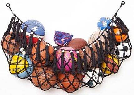 Diocos Sports Ball Storage Net Hammock for Garage Hanging Basket Organizer Net for Basketballs, Volleyballs Soccer Storage Rack Sport Equipment Organizer Storage Mesh