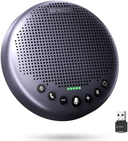 EMEET Conference Speaker and Microphone Luna Plus,8 Mics,360°Voice Pickup,Noise Reduction,USB C/Bluetooth 5.3,Bluetooth Speakerphone for 10 People w/Daisy Chain for 18,Compatible w/Leading Platforms