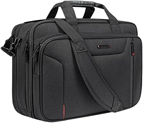 EMPSIGN Stylish Laptop Bag Briefcase, 17.3 Inch Laptop Case Expandable EMPSIGN Stylish Laptop Bag Briefcase, 17.3 Inch Laptop Case Expandable Messenger Bag for Men Water Repellent, RFID Blocking Office Carrying Shoulder Bag for Work Business Travel-Black