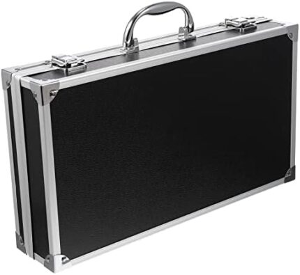 ERINGOGO Aluminum Attache Case - 14inch Lock Metal Briefcase with Ripple Foam, Hard Aluminum Carrying Case, Universal Portable Tool Case for Laptop/Luggage/Instrument, Black