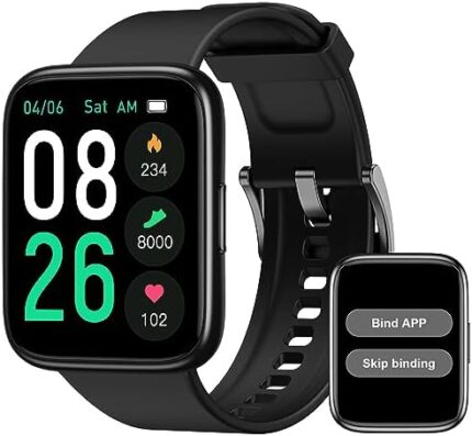 EURANS Smart Watch 44mm, AMOLED Fitness Watch with Heart Rate/Sleep Monitor Steps Calories Counter, IP68 Waterproof Activity Tracker Compatible with Android iOS