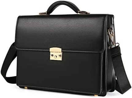Ecentaur Mens Briefcase Leather Locking Briefcases for Men Business Laptop Messenger Bag