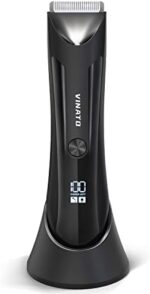 Electric Body Hair Trimmer Shaver - VINATO Waterproof Groin for Men Ball USB Recharge Dock Grooming Kit Replaceable Ceramic Blade Male Hygiene Razor 90 Mins Battery Life