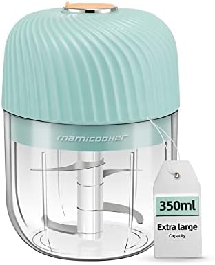 Electric Garlic Chopper, Portable Veggie Chopper, 350ML Garlic Grinder Masher Onion Chopper, Blender to Vegetable, Cordless Food Processor for Ginger, Chili, Fruit, Meat, Spices, Beans, etc(Green)