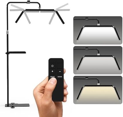 Eyelash LED Floor Light 40W Facialist Moon Light Lashes Dimmable Standing Lamp 3000-6000K Lash Light with Tool Tray and Phone Holder