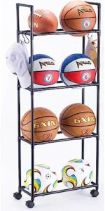 FDSDEFEN Basketball Rack, Garage Ball Storage Stand Ball Rack Rolling Balls Organizer with Wheels Sports Outdoor Volleyball Soccer Football Garage Organizer Basketball Accessories