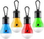 FLY2SKY Tent Lamp Portable LED Light 4 Packs Clip Hook Hurricane Emergency Light Bulb Camping Lantern Camping Equipment for Camping Hiking Backpacking Fishing Outage