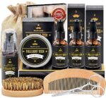 FULLLIGHT TECH Beard Kit for Men Grooming & Care W/Beard Wash/Shampoo,3 Packs Beard Oil,Beard Balm Leave-in Conditioner,Beard Comb,Beard Brush,Beard Scissor,Beard Grooming Kit Gifts for Men Husband