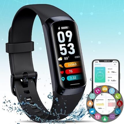 Fitness Activity Tracker for Men Women,Smart Watch with Blood Pressure Monitor Heart Rate Sleep Monitor IP67 Waterproof Step Counter Calorie Tracker Watch Pedometer Health Watch for Android iOS Phones