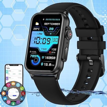 Fitness Tracker,Smart Watch with Heart Rate Blood Pressure Sleep Monitor IP67 Waterproof Phone Watch((Make/Answer Call) ),Step Calorie Tracker Pedometer Health Watch for Men Women Android iOS Phones