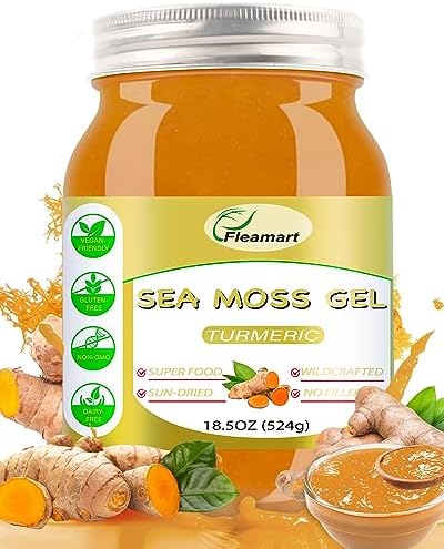 Fleamart 18.5 OZ Sea Moss Gel Organic Raw Seamoss Gel Irish Sea Moss Gel Wildcrafted Sea Moss Gel Vegan Superfood Support Vitamins Mineral
