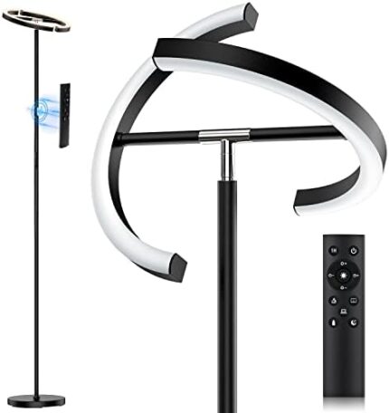 Floor Lamps for Living Room,SIBRILLE Modern Stepless Dimmable Standing Lamp 3000-6000K,20W LED Rotatable Reading Standing Light,Touch&Remote Control Uplighter Floor Lamp for Living Room Bedroom Office