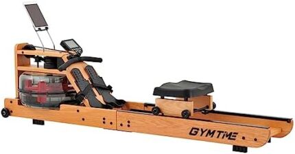 GYMTIME Water Rowing Machine for Home Use, Classic Solid Wood Water Rower with Bluetooth Monitor for Cardio Training Whole Body Exercise Indoor Gym Fitness Sports Training Equipment