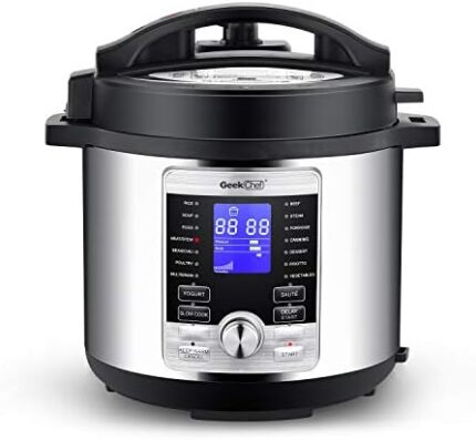 Geek Chef 6 Qt 17-in-1 Multi-Use Electric Pressure Cooker Stainless Steel Inner Pot Programmable LCD Display Digital Slow Cooker, Rice Cooker, Yogurt Maker, Egg Cooker, Sauté, Steamer, Warmer
