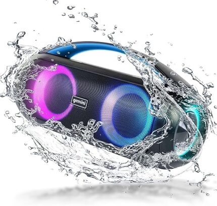 Gemini Sound GGO-230L 50W Bluetooth Speaker Boombox: Portable Wireless IPX5 Waterproof Speaker with FM Radio, LED Party Lighting, Power Bank, and Long-Lasting Rechargeable Battery