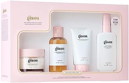 Gisou Cleanse and Care Routine, a Travel-Sized Honey Infused Collection: Hair Wash, Conditioner, Leave-in Conditioner and Hair Mask