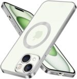 Guuboly Clear Case Design for iPhone 15,Compatible with MagSafe,iPhone15 Case Magnetic with Camera Lens Protector Military Grade Drop Protection Transparent Bumper for iphone15,Silver