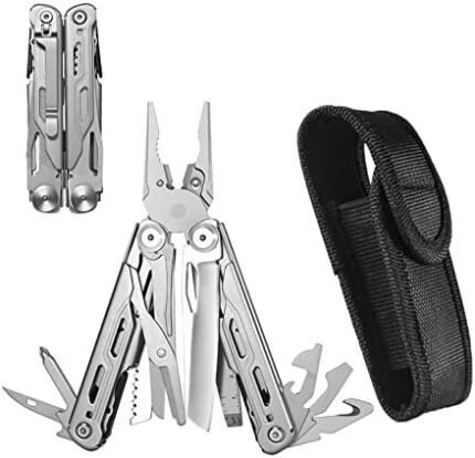 H0MEii-T Multitool Pliers, 18-in-1 Portable Multi Tool with Pliers and Wire Cutter Stainless Steel Foldable Multitools for Survival,Camping,Exploring with Black sheath