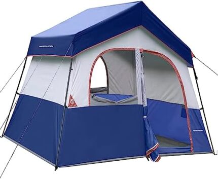 HIKERGARDEN 6 Person Camping Tent - Portable Easy Set Up Family Tent for Camp, Windproof Fabric Cabin Tent Outdoor for Hiking, Backpacking, Traveling