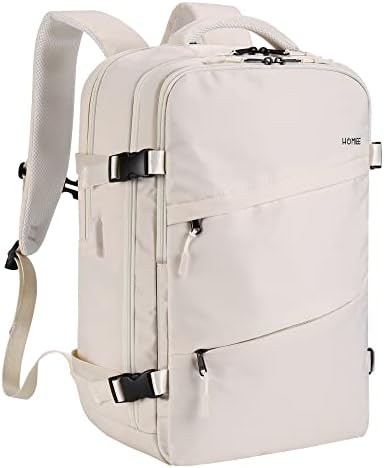 HOMIEE Carry on Backpack, Large Travel Backpack Airline Approved Personal Item Bag for Women Men, Lightweight Business Laptop College Casual Daypack, Waterproof Gym Hiking Backpack, Beige