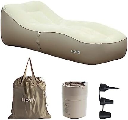 HOTO Self-Inflating Sofa, Fast Inflation, Detachable Multi-use Air Pump, Super Wide, Ergonomic, Skin-Friendly, Water Resistance, Fold & Store, for Camping, Picnics, Hiking, Tent, and Home Use