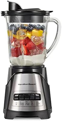 Hamilton Beach Power Elite Wave Action blender-for Shakes & Smoothies, Puree, Crush Ice, 40 Oz Glass Jar, 12 Functions, Stainless Steel Ice Sabre-Blades, Black (58148A)