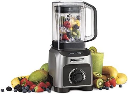 Hamilton Beach Professional Quiet Shield Blender, 1500W, 32oz BPA Free Jar, 4 Programs & Variable Speed Dial for Puree, Ice Crush, Shakes and Smoothies, Silver (58870), 1500W