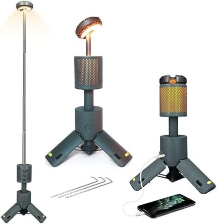 Heyija Camping Lantern,Up to 45 Hours of Use Time Rechargeable Camping Lights,Color Temperature Range 1800K-6500K Telescopic Outdoor Camping Lamp,IPX7 Waterproof LED Work Lights with Magnetic (Grey)