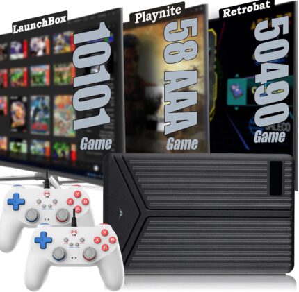 Hyper Base Mix 5T HDD with 60649 Retro Games, Retro Game Console with Retrobat/Launchbox/Playnite Game Systems, 75 Emulator Console, 58 AAA PC Game, Plug & Play Video Games for Win 8.1/10/11, 5400 RPM