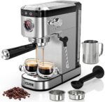 ICUIRE Espresso Machine 20 Bar, Stainless Steel Espresso Maker with Milk Frothing Pitcher, Professional Cappuccino Machine with Milk Frother semi-automatic espresso machine with 1.1L Water Tank