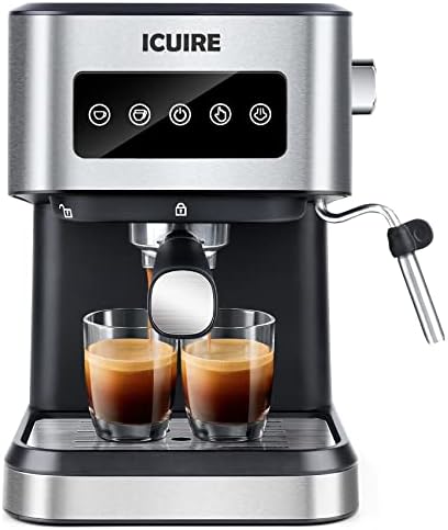 ICUIRE Espresso Machine with Milk Frother, 20 Bar Coffee Machine, 1.5L/50oz Removable Water Tank, 1050W Semi-Automatic Espresso/Latte/Cappuccino Machines for Home Barista, Office