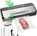 INKBIRD Food Vacuum Sealer Machine, Sealing-Time Countdown& Viewable Window, Automatic Food Sealer, Built-in Cutter and Roll Storage(Up to 20ft), One-Touch Moist Modes for Seasoned Meat, 5-Modes for Daily Need, LED Indicator, Starter Kit with Vacuum Sealers Bag*5, Roll*1& Seal Gasket