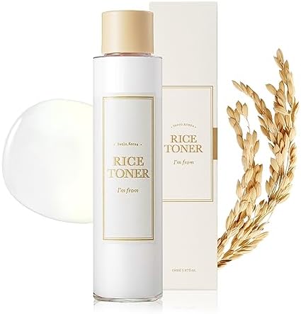 I'm from Rice Toner, 77.78% Rice Extract from Korea, Glow Essence with Niacinamide, Hydrating for Dry Skin, Vegan, Alcohol Free, Fragrance Free, Peta Approved, K Beauty Toner, 5.07 Fl Oz