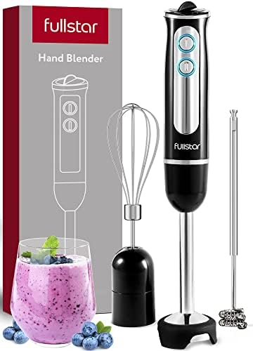 Immersion Blender, Hand Blender Electric, 3-in-1 Immersion Blender Handheld, 9-Speed, 500W Handheld Blender - Hand Blenders Immersion, Hand Mixer Electric Blenders for Kitchen, Smoothie Blender Black